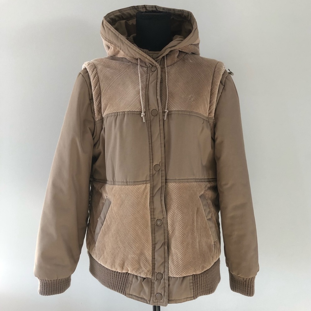 Vintage Women’s Milano Tan Brown Corduroy Cotton Hooded jacket size L